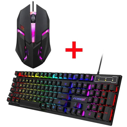 Kebidumei 104 key Backlit Mechanical Keyboard Wired Gaming Keyboard Luminous keyboard And Mouse Set for Gamer PC Laptop Office