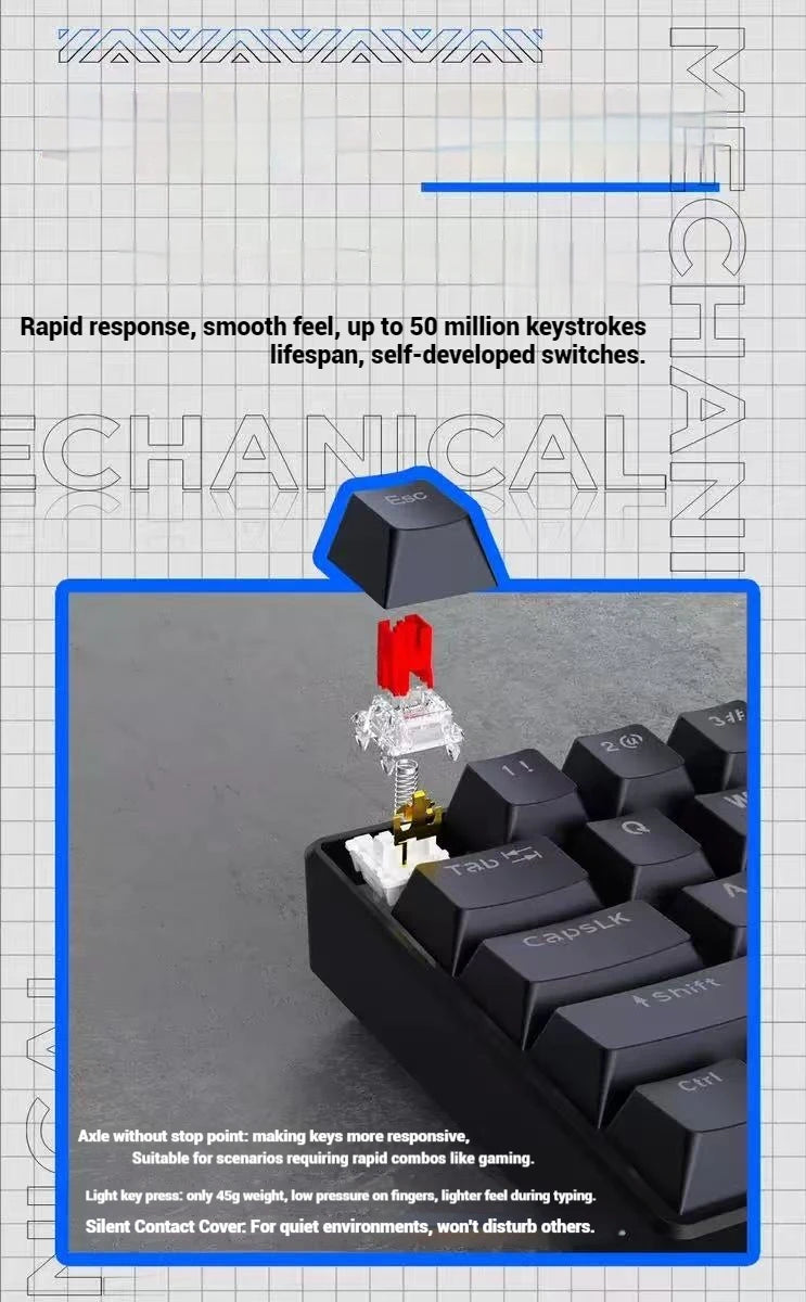 2026 New USB Gaming Mechanical Mini Keyboard Red Switch RGB Backlit 61 Keys Wired Feel for Game/Office
