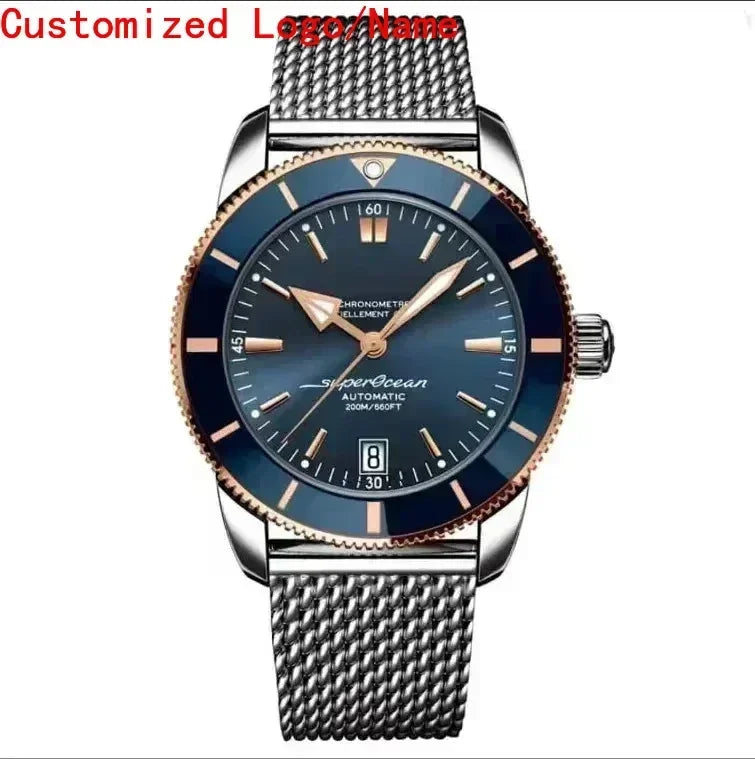 High luxury Superocean Wristwatch Automatic Mechanical Rose Gold Sport Watches Stainless Steel Black Ceramic Bezel Customized