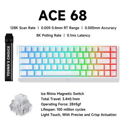 MCHOSE ACE 68 Magnetic Switch Gaming Keyboard Hall Effect Rapid Trigger Programmable RGB 8K Hz DKS/MT/TGL/RS/SOCD Keyboard