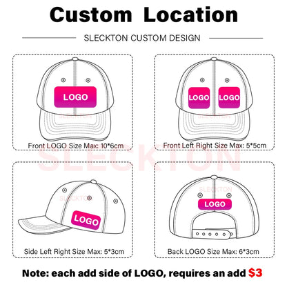 SLECKTON Kasketter med brugerdefineret logo – Hiphop-snapback-kasketter i høj kvalitet – Bogstavbroderi – Branddesign – Trucker-kasket – Engros-kasketter – Voksenstørrelser