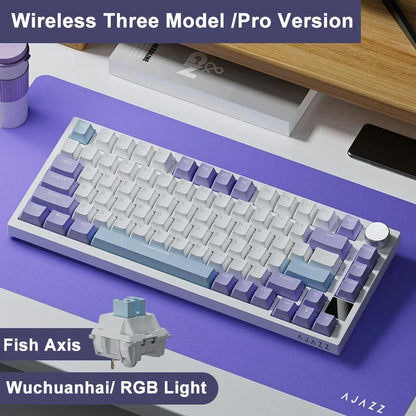 Ajazz AK820/AK820Pro Gaming Mechanical Keyboard Bluetooth 2.4G wireless/wired with hot-swappable volume buttons