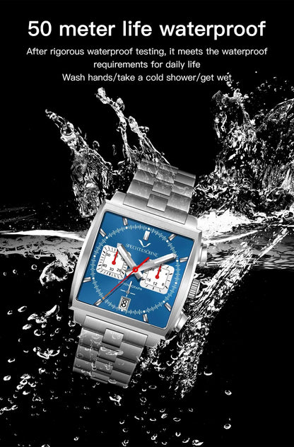 Specht&Sohne New Arrivals Japan VK64 Chronograph Men Quartz Watch 316L Stainless Steel Leather Strap Luminous Waterproof 30M