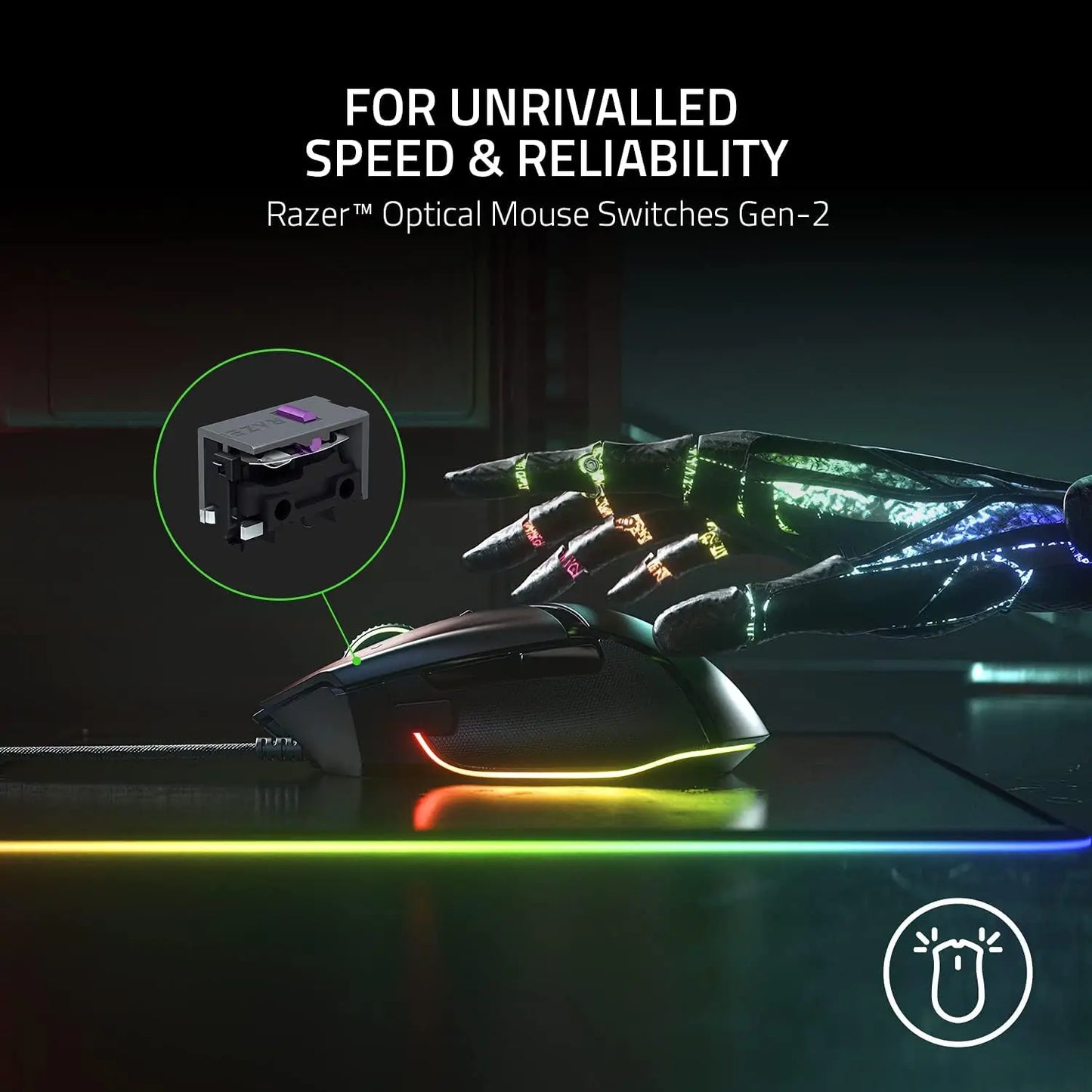 Razer Basilisk V3 Wired Gaming Mouse, 26000 DPI Optical Gaming Mouse with RGB Lighting, 11 Programmable Buttons, Ergonomic Wired Gaming Mouse for PC & Laptop