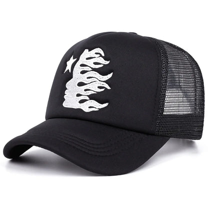 Cappellini da baseball con ricamo di lettere, nuovi, unisex, hip hop, traspiranti, con visiera parasole personalizzata in rete, versatili, alla moda, in stile streetwear, cappellini da camionista