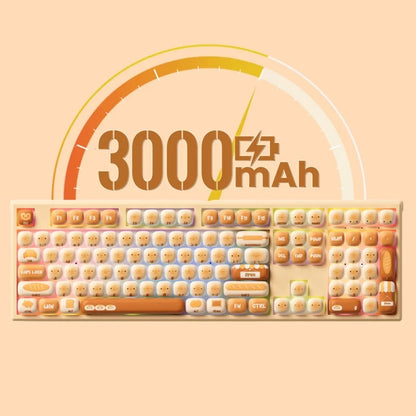 Tastiera meccanica wireless Akko MonsGeek MG108B Bun Wonderland, profilo MOG, RGB, 108 tasti, formato full size, hot swap, USB / 2.4G / BT 5.0