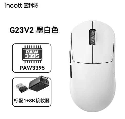 Incott G23 V2 Wireless Gaming Mouse PAW3395, 47g Lightweight Gaming Mouse, 3-Mode Bluetooth & 2.4GHz, 8000Hz Polling Rate, Ultra-Low Latency Esports Mouse