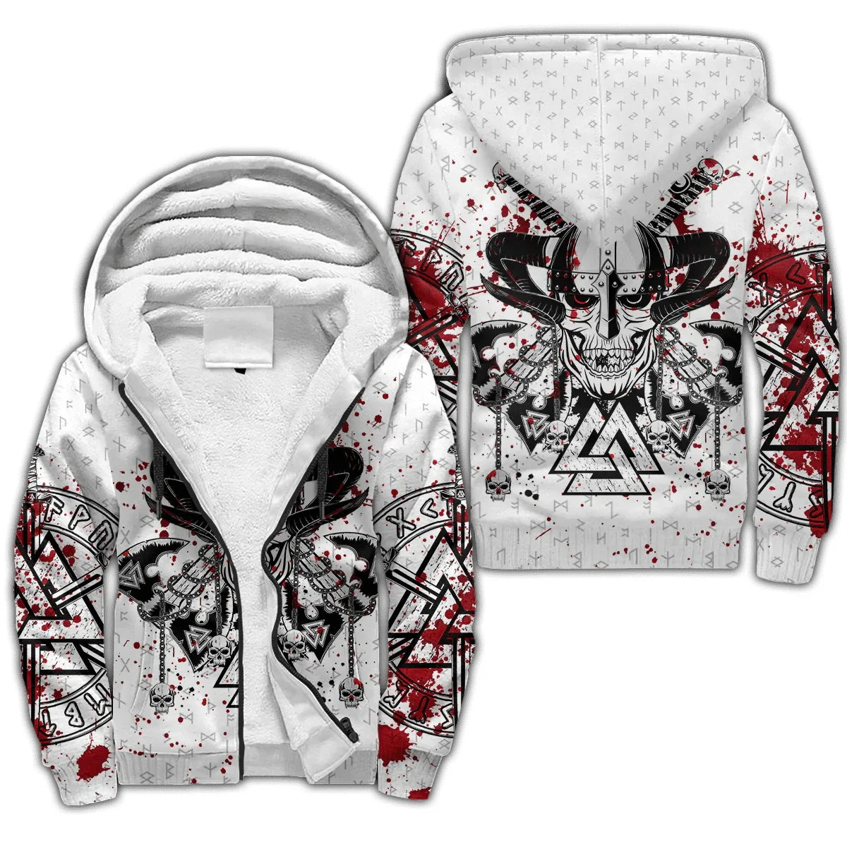 Odin Raven Fenrir Wolf Tattoo 3D Printed Mens Winter Thicker Zip Hoodie Unisex Casual Hooded Tracksuit Warm Fleece Jacket KD18