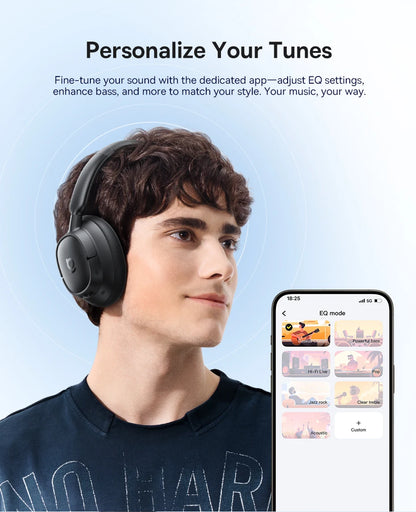 Baseus Bass EH10 NC Noise Cancelling Wireless Headphones Bluetooth 6.0 Over Ear Headset with 45dB ANC, 80H Battery, Hi-Res Audio & AI Calls