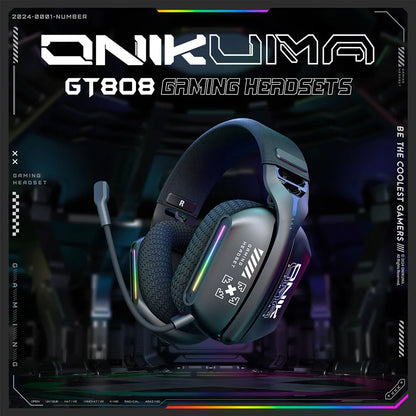 ONIKUMA GT808 Wireless Gaming Headset 2.4G/Bluetooth/Wired 3-Mode Over-Ear Gaming Headphones with Noise Cancelling Mic for PC PS4 PS5