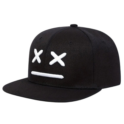 Cappellini unisex XX con ricamo a faccina sorridente, stile hip-hop, primavera-autunno, casual, regolabili, con chiusura a scatto, cappellini da baseball, cappellini parasole, cappellini sportivi
