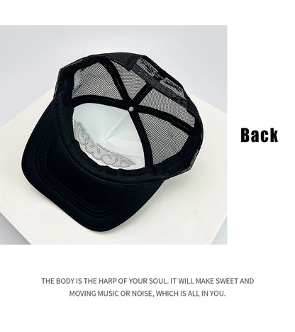 New Unisex Color Block Printed Letter Embroidery Baseball Hats Hip Hop Breathable Mesh Sunshade Street Trucker Caps Versatile