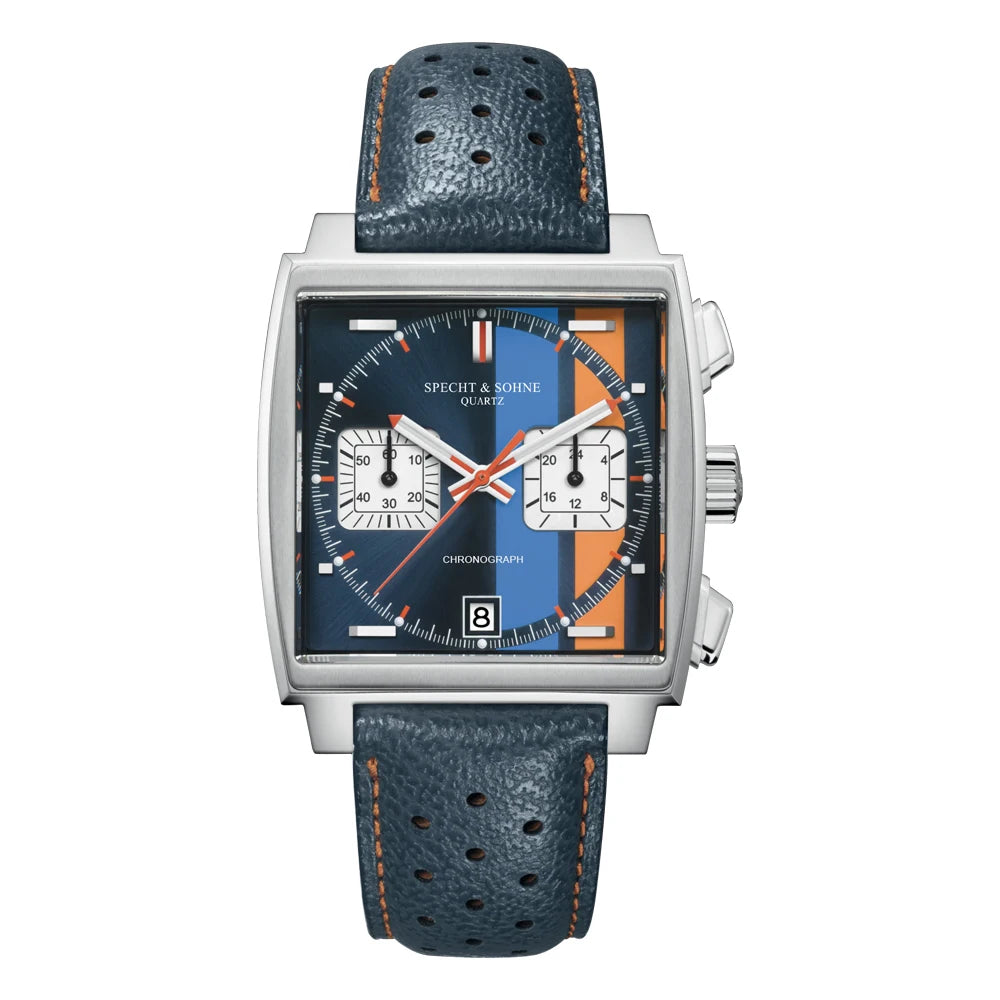 2024 Specht & Sohne New Classic Men's Quartz Watch Blue Color Stainless Steel Japan VK63 Movement Genuine Leather Montre Homme 39MM