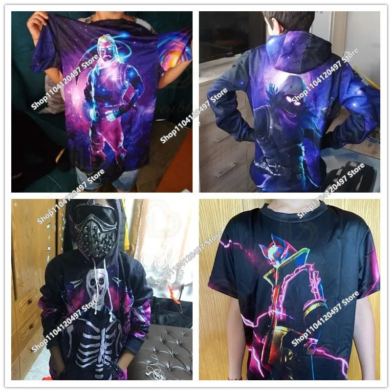 Sweatshirt com capuz Fortnite 3D com estampagem digital, folgado e confortável, novidade de outono
