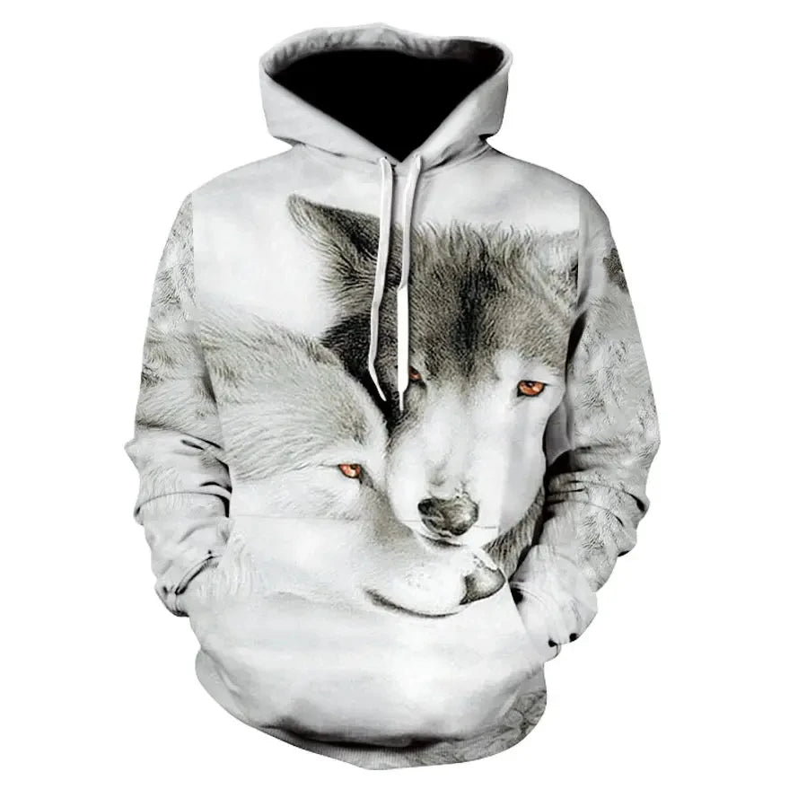 Anime-Sweatshirt mit wildem Wolfskopf, 3D-bedruckter Hoodie für Herren/Damen, modische Harajuku-Kleidung für Kinder und Herren-Mantel