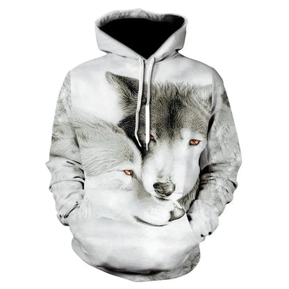 Anime-Sweatshirt mit wildem Wolfskopf, 3D-bedruckter Hoodie für Herren/Damen, modische Harajuku-Kleidung für Kinder und Herren-Mantel