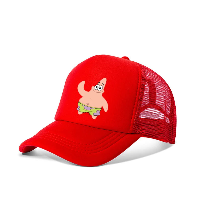 Niedliche SpongeBob-Baseballkappe – Anime, rund, für Kinder, Jungen, Mädchen, Erwachsene – Sport, Freizeit, Sonnenschutz, verstellbar, Film, Cartoon, Schirmmütze aus Netzstoff