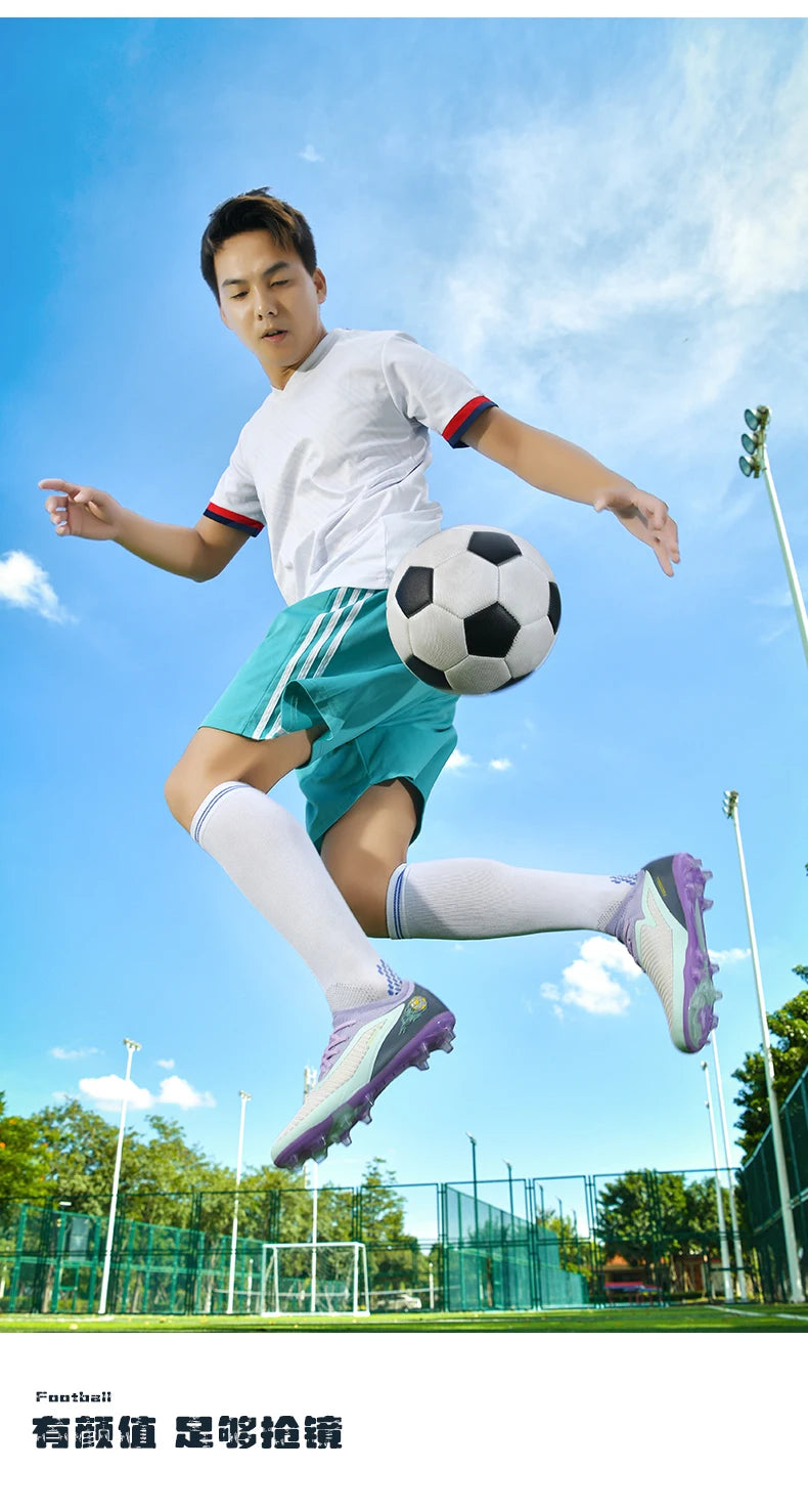 Męskie buty piłkarskie, sportowe buty do piłki nożnej, buty z kolcami do użytku na świeżym powietrzu, dla dorosłych, antypoślizgowe, dla chłopców, z długimi kolcami, treningowe, oddychające, meczowe, wygodne