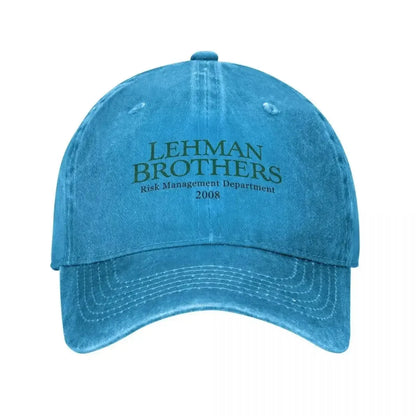Retro Lehman Brothers Risk Management Department 2008 Trucker Hat Unisex Distressed Washed Headwear Outdoor Running Golf Cap Hat