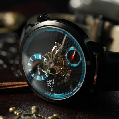 Shanghai Watch Sky Dome Men's Automatic Watches 42mm Center Flywheel Mechanical Wristwatch 5Bar Waterproof Watches Reloje S2101