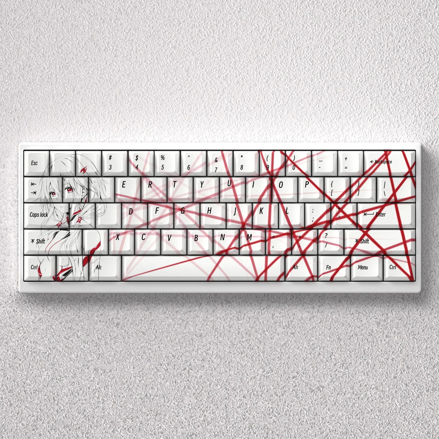 73 Keys PBT Dye Sublimation Cherry Yuzuriha Inori Anime for 60 65 68 Layout Mechanical Keyboard GK61 Anne Pro 2