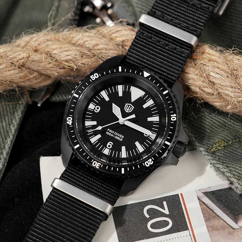 Watchdives WD1980 V3 Quartz Watch VH31 Sweep Movement Sapphire Vintage Watch 100m Waterproof Stainless Steel Luminous Mens Watch