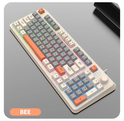 K81 Gaming Keyboard 81-Key 80% Wired RGB Gaming Keyboard with Volume Knob, Ergonomic USB Gaming Keyboard for PC, Laptop, Mac & Multi-Language Layouts