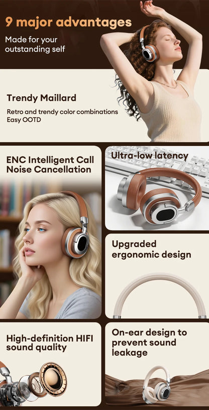 Lenovo LE602 Auriculares circumaurales Bluetooth 6.0 – Auriculares gaming HiFi estéreo ANC inalámbricos y con cable con micrófono ENC HD