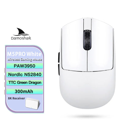 Darmoshark M5 Air Forged Carbon Fiber Gaming Mouse, Wireless 8K Gaming Mouse, 30K DPI Ultra-Lightweight Gaming Mouse for Finger Grip & Small Hands