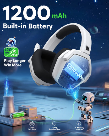 NUBWO G06 Pro Wireless Gaming Headset with Charging Station, Bluetooth 5.3 Gaming Headphones for PS5, PS4 & PC, ENC Microphone, 120-Hour Battery Life