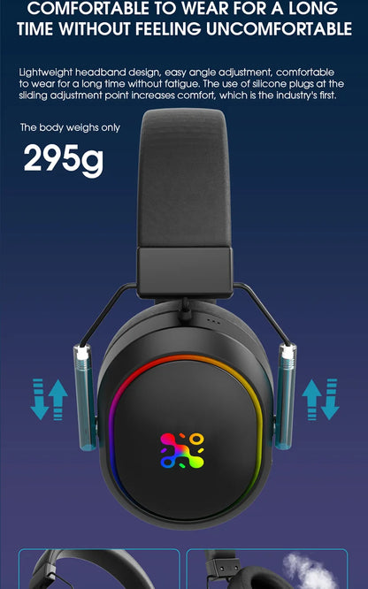 LDON Wireless Gaming Headset PS5 PS4 Bluetooth 2.4GHz Headphones 3D Surround Sound Noise Cancelling Mic Low Latency
