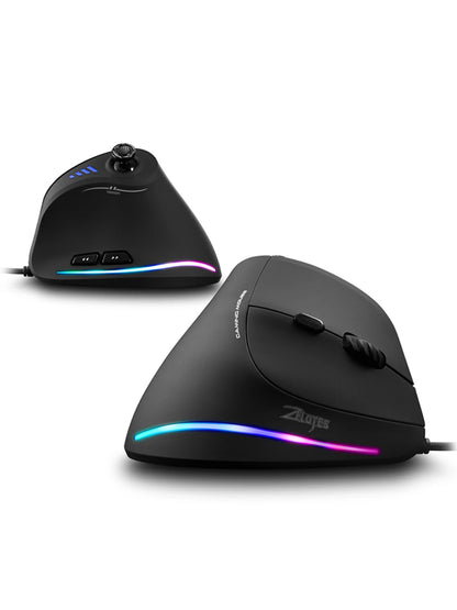 ZELOTES C18 Upright Ergonomic Gaming Mouse, 10000 DPI Wired Vertical Optical Mouse with 11 Programmable Buttons for PC, Office & Gaming