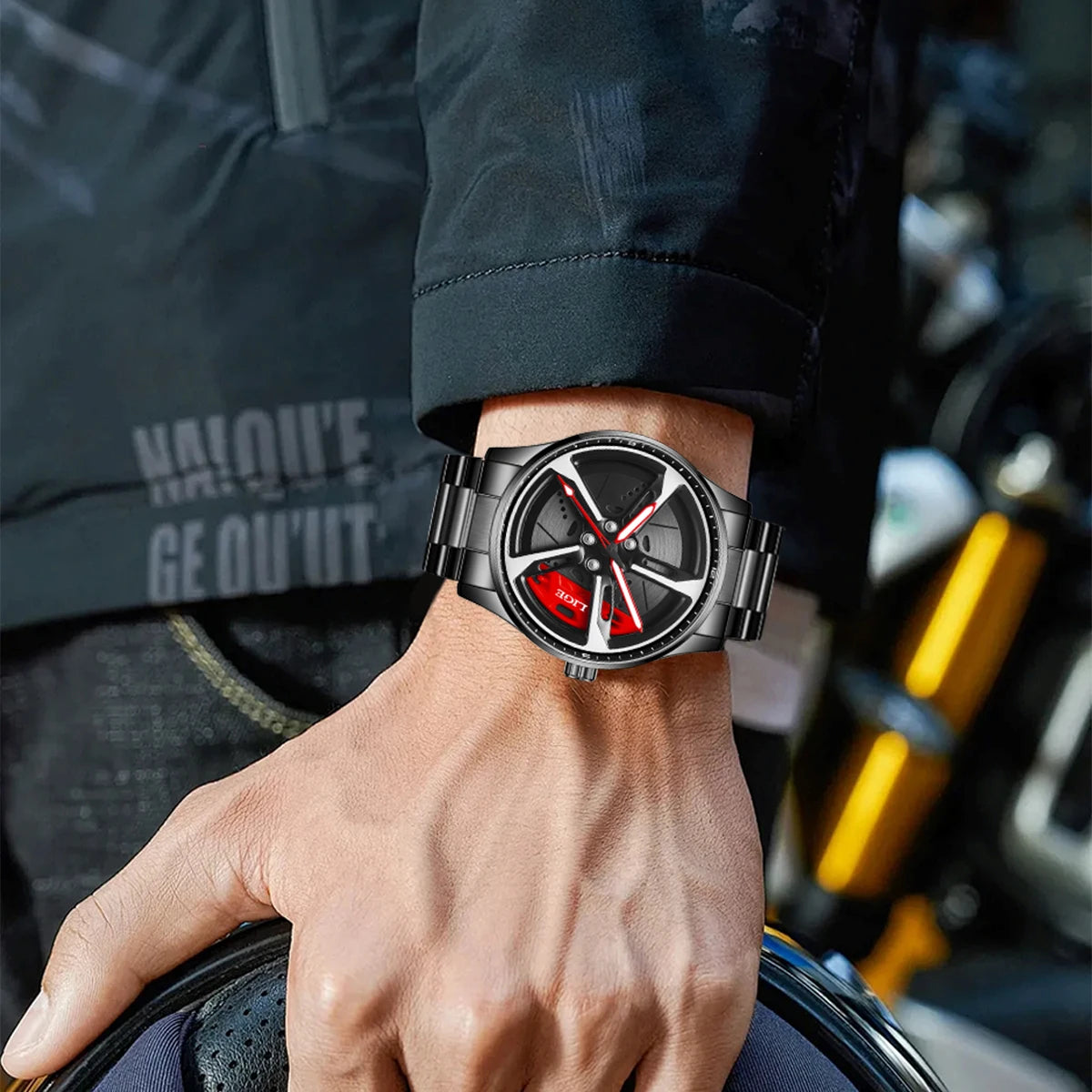 Montre pour homme de luxe LIGE – Modèle à cadran rotatif, étanche, en acier inoxydable, avec affichage lumineux – Idée cadeau pour homme (Halloween)