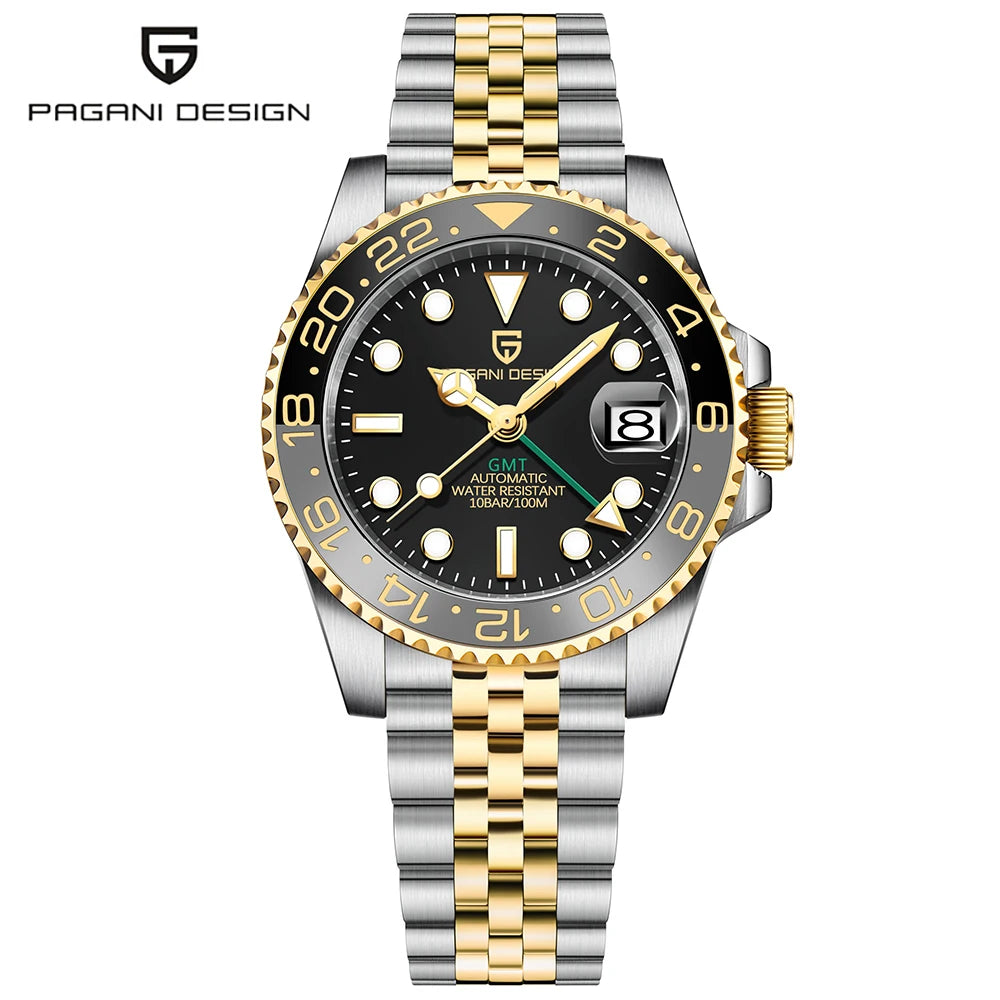 PAGANI DESIGN 40MM GMT Watches for Men Luxury Sapphire AR Mechanical Watch Ceramic Bezel Automatic 100M Waterproof Gift watch