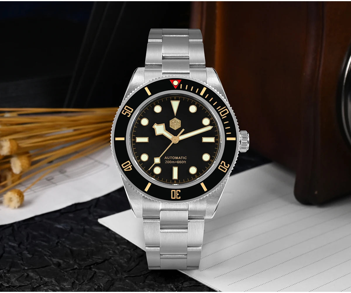 San Martin 40mm NH35 Automatic Men Diving Watch 20ATM Waterproof BB58 Sapphire Wristwatch BGW-9 C3 Luminous Reloj SN0008C/D