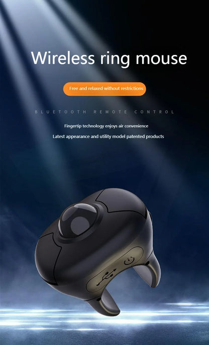 Trackball Finger Ring Mouse 2.4G + Bluetooth Wireless Remote Control Mouse for PPT, Presentations, Smart TV, Car Display & PC