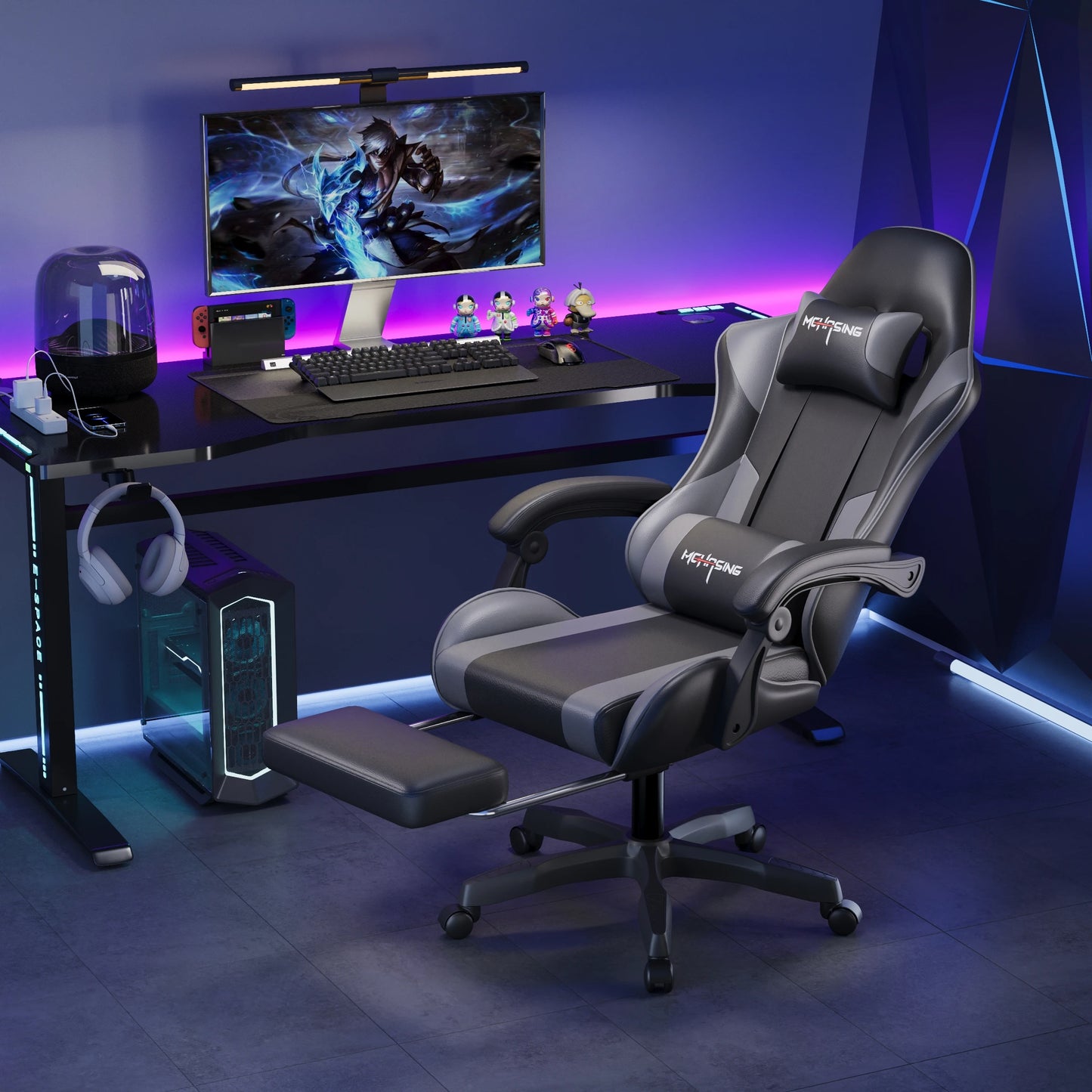 Ergonomická moderná otočná stolička s kolieskami do kancelárie aj domácnosti – e-športová herná stolička v otočnom štýle k počítaču