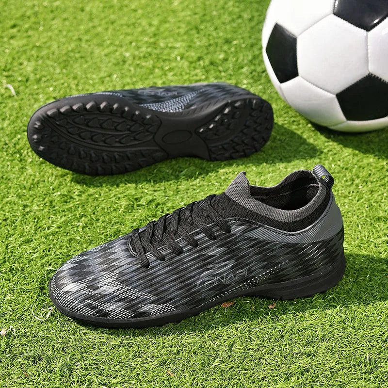 Ghete de fotbal pentru bărbați, de înaltă calitate, crampoane pentru meci, model popular pentru interior și exterior, teren cu iarbă, futsal, ghete high-top antiderapante