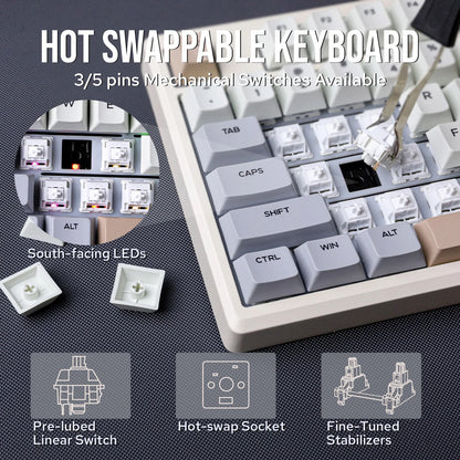 EPOMAKER Galaxy100 1800 ANSI US Layout Hot-Swap Gasket-Mounted Tri-mode Wireless Aluminum Mechanical Gaming Keyboard
