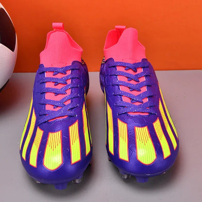 Scarpe da calcio professionali da uomo alla caviglia per erba, unisex, con tacchetti lunghi FG, scarpe da calcio Chuteira Society