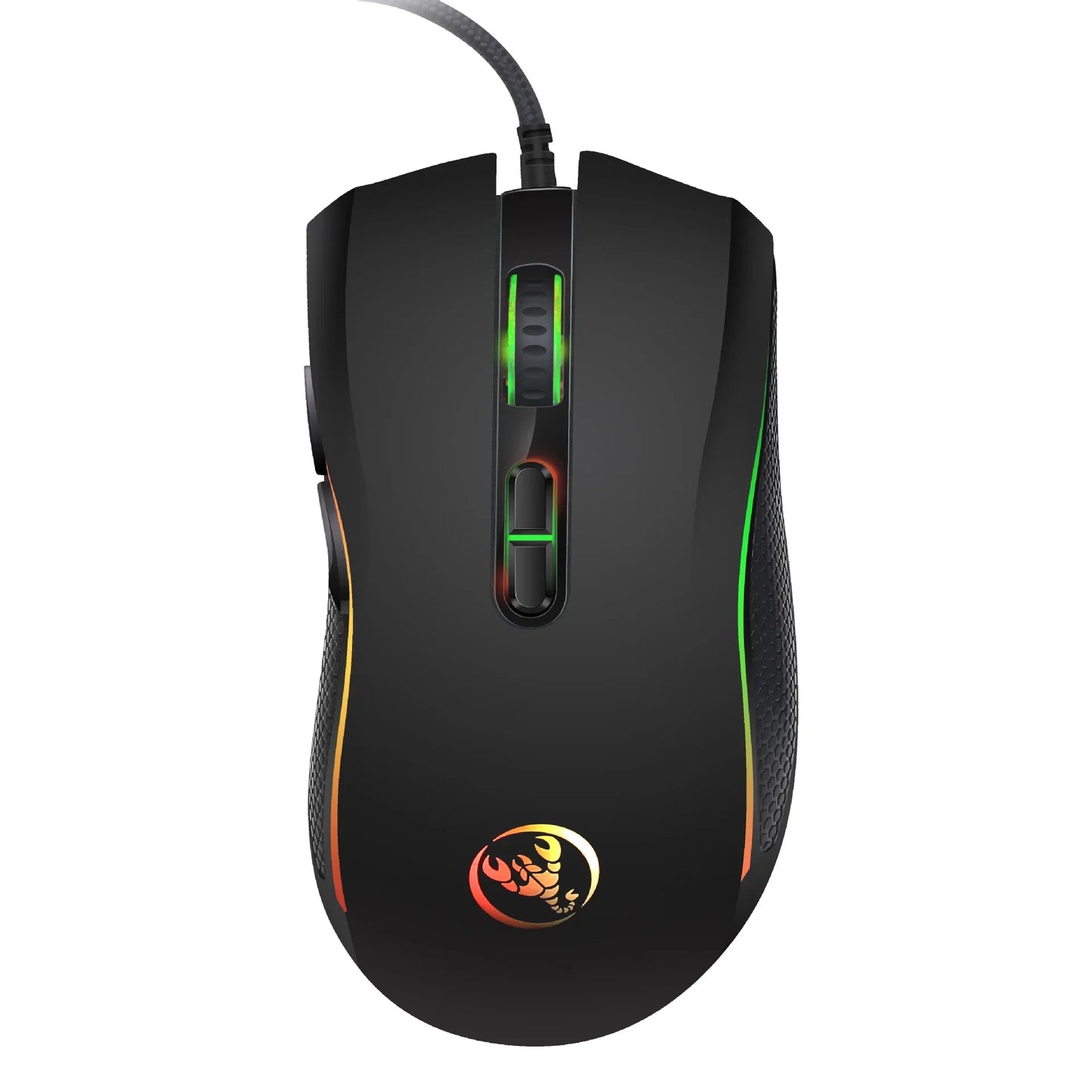 Exklusiv professionell optisk gamingmus med LED-bakgrundsbelysning i 7 klara färger och ergonomisk design, 3200 DPI, för LOL CS-gamers