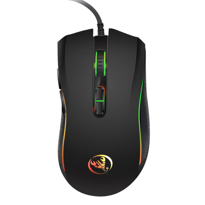Exklusiv professionell optisk gamingmus med LED-bakgrundsbelysning i 7 klara färger och ergonomisk design, 3200 DPI, för LOL CS-gamers