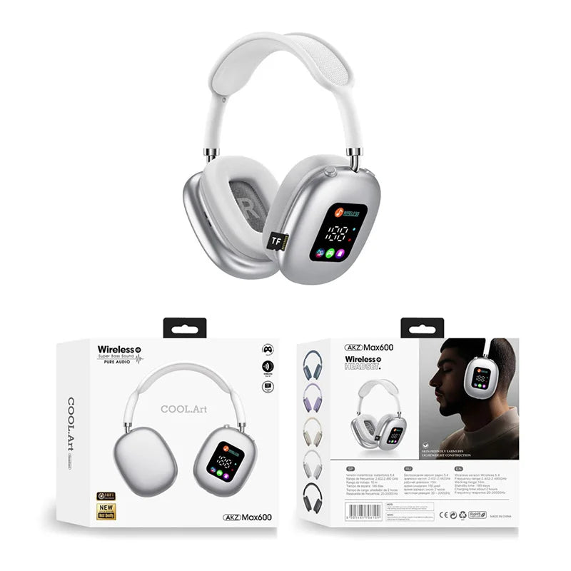 MAX600 Model New Wireless Active Noise Cancelling Headphones Hybrid Wireless Headphone With Touch Control LED Screen 2026 Hot