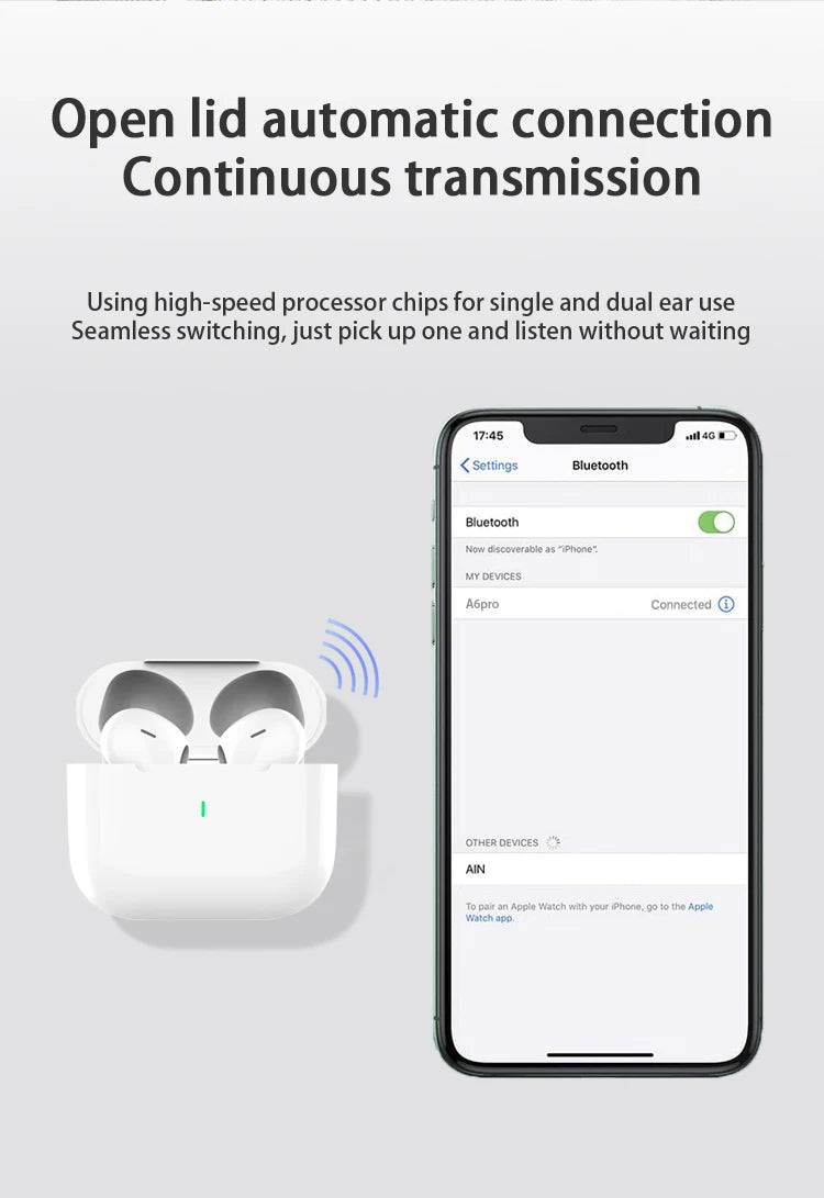 UEESFIT A6 TWS Wireless Bluetooth Earbuds with ANC, HiFi Stereo Sound, IPX5 Waterproof Sports Earphones, Touch Control Headphones with Mic