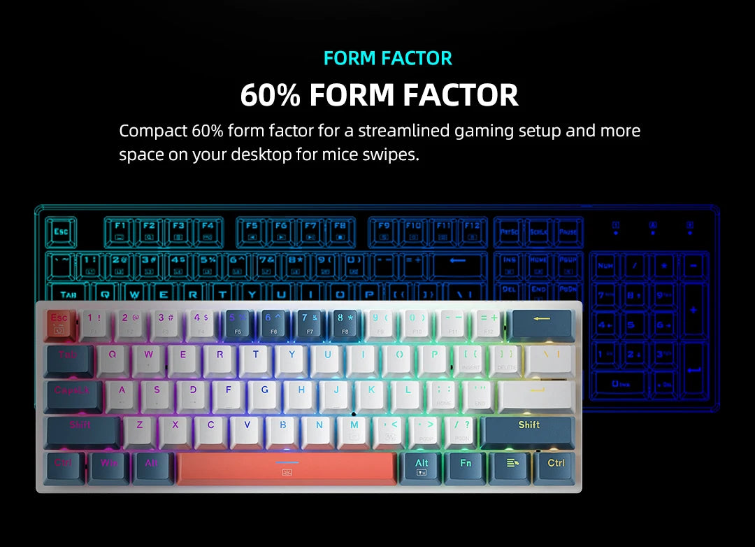 MACHENIKE K500-B61 Mini Mechanical Keyboard 60% Wired Gaming Keyboard, 61-Key Hot-Swappable RGB Backlit Mechanical Keyboard with PBT Keycaps