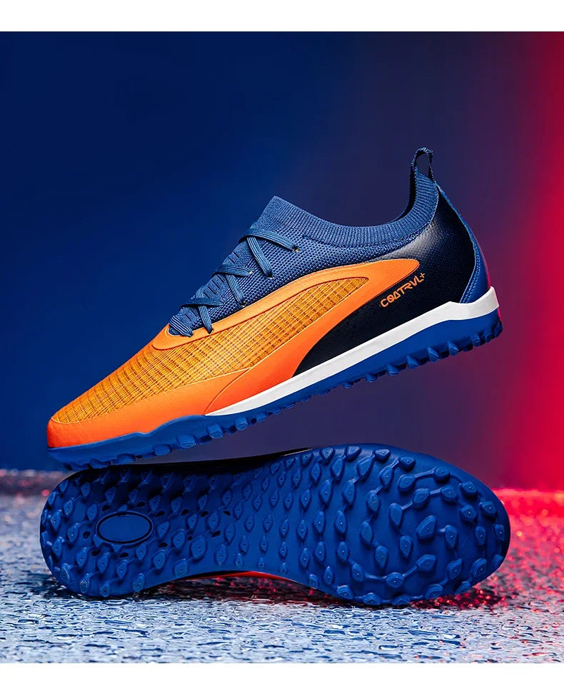 Νέα ανδρικά ποδοσφαιρικά παπούτσια για εξωτερικό χώρο, αναπνεύσιμα παπούτσια ποδοσφαίρου για ενήλικες με αντιολισθητική σόλα, μακριά καρφιά, για προπόνηση και αγώνες, άνετα για αγόρια