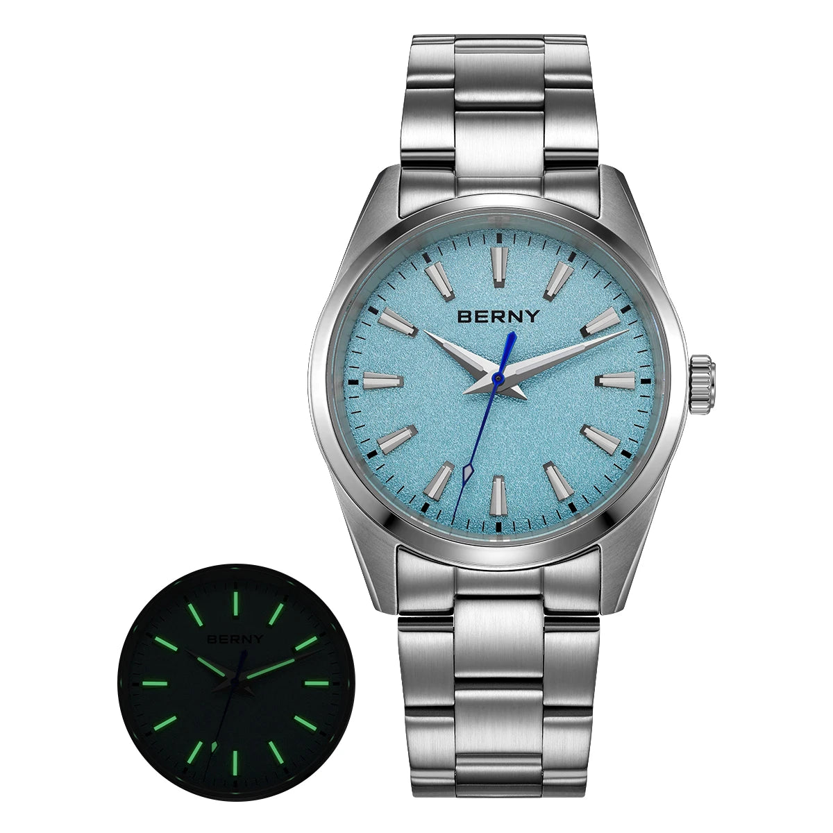 BERNY Men's Watch Luminous AR Sapphire 10ATM Classic  Dress Business Quart Watches for Men Fashion Casual Wristwatch