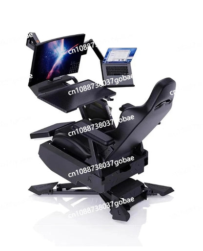 Luxury Gaming Cockpit Chair Multi Functional Office Computer Chair with Adjustable Desk, Ergonomic Long Sitting Gaming Workstation Seat