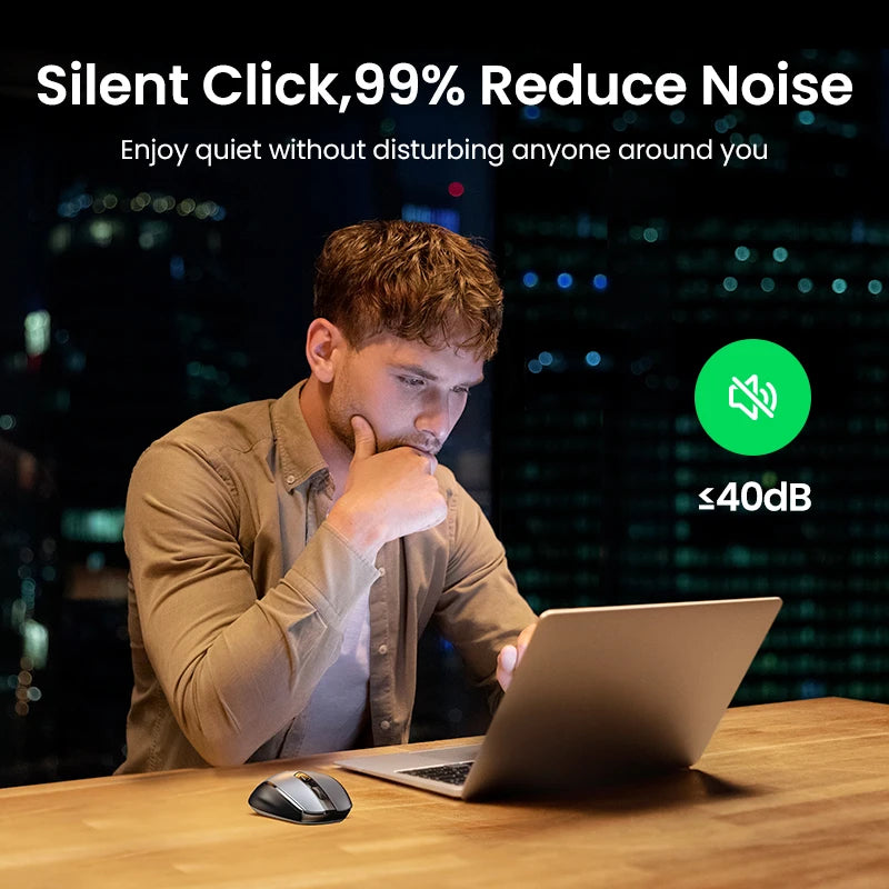 UGREEN Wireless Ergonomic Mouse 4000 DPI Silent Wireless Mouse with 6 Buttons, 2.4G & Bluetooth Ergonomic Mouse for Laptop, MacBook, PC & Tablet