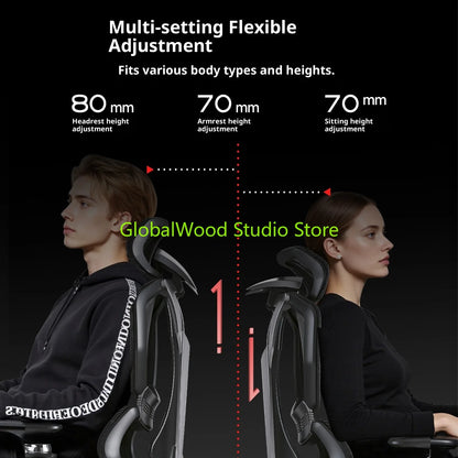 Ergonomic Office Chair with Wheels, Adjustable Desk Chair with Armrests, Comfortable Swivel Gaming Chair, Lumbar Support Executive Chair for Home Office